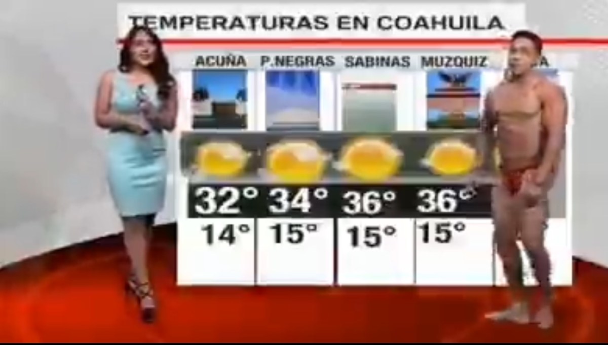¡A un lado mujeres! Hombres en tanga son los “chicos del clima” en tv de Coahuila (Video)