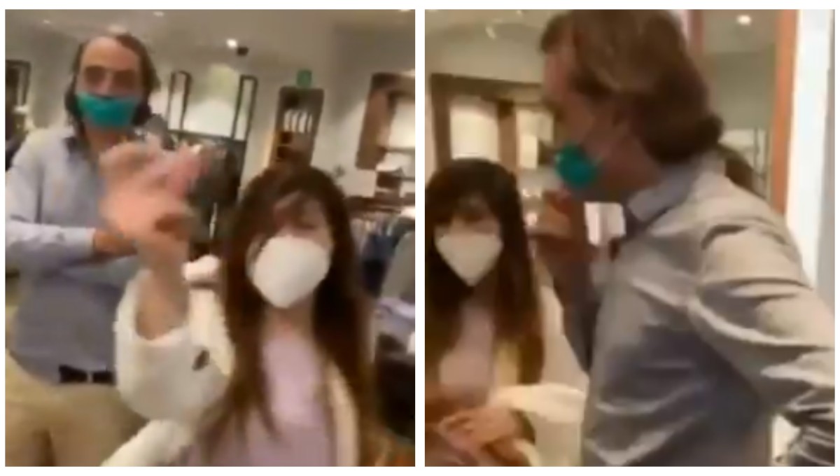 Pareja reacciona agresivamente al negarse a usar correctamente el cubrebocas (Video)
