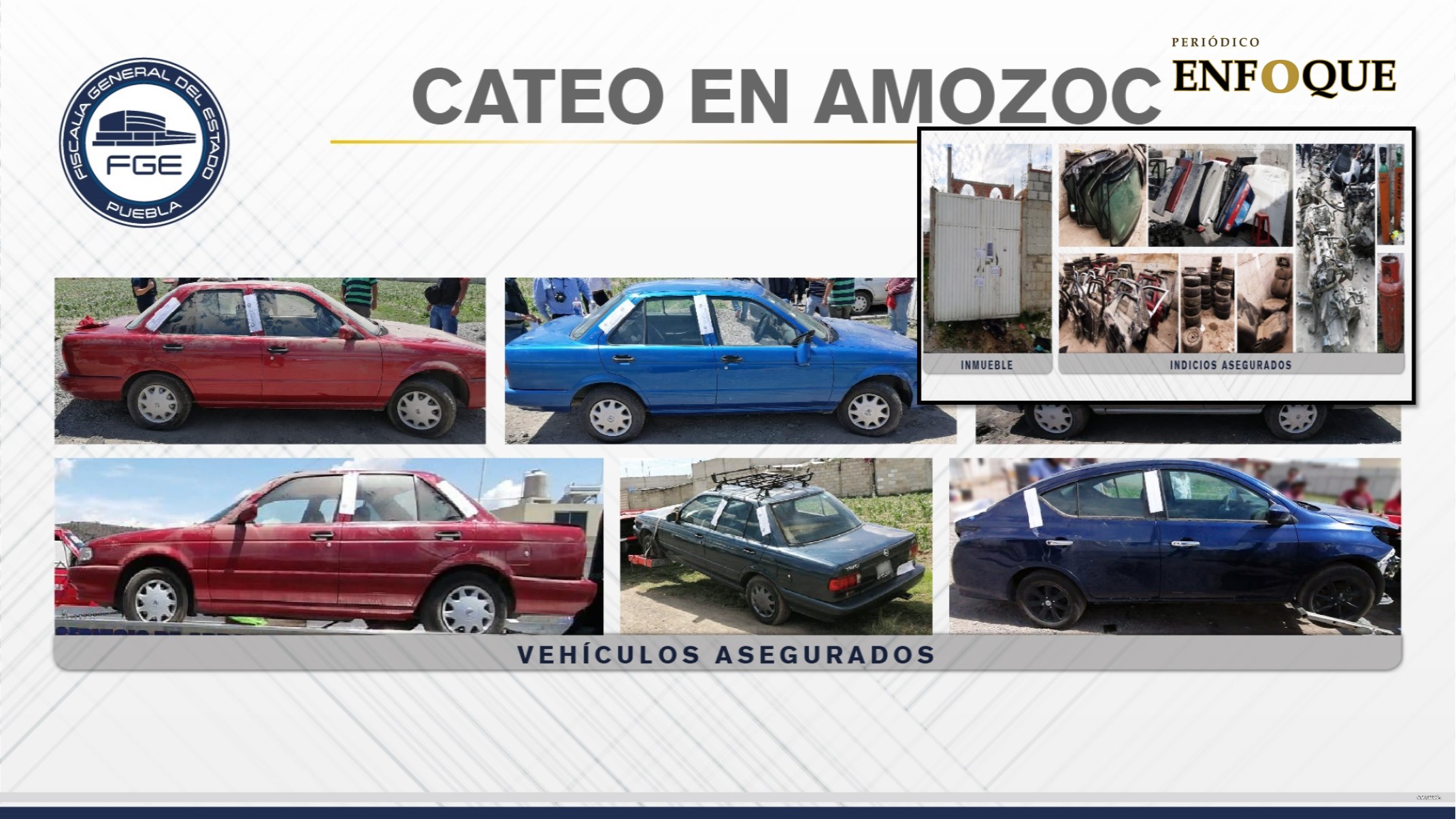 Catean inmueble en Amozoc donde desmantelaban autos robados