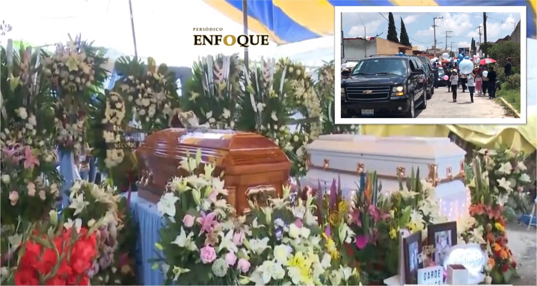 Familiares y amigos despiden a madre e hija, víctimas de feminicidio en Acajete