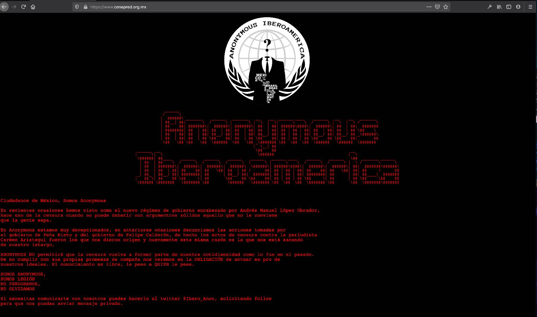 Hackean sitio web del Conapred; acusan censura del Gobierno
