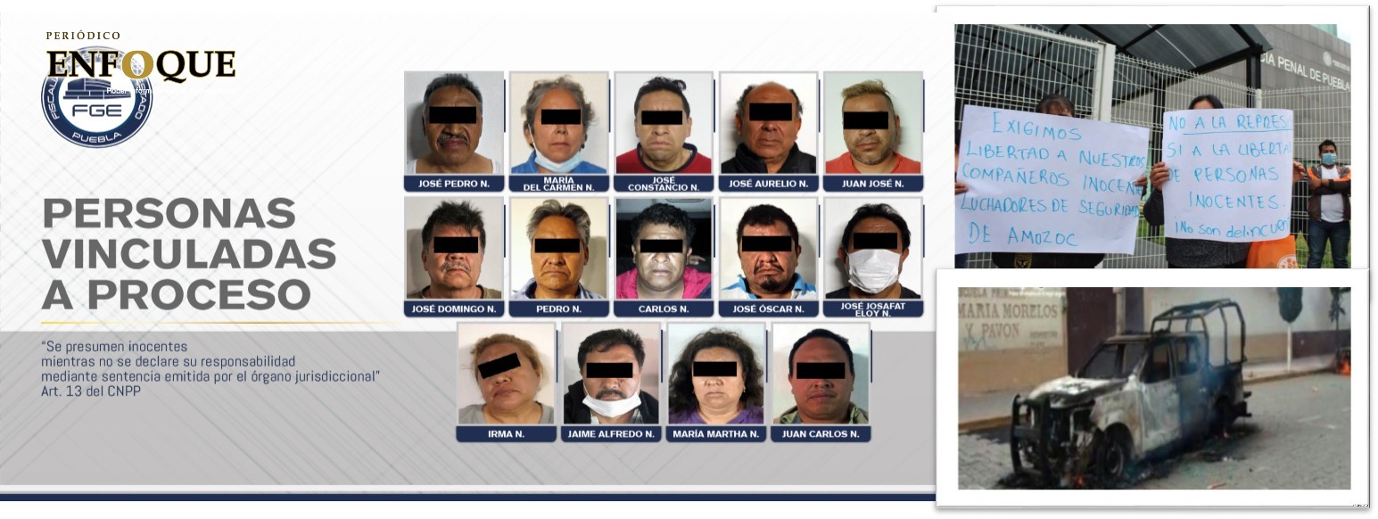 Vinculación a proceso a 14 personas aprehendidas en Amozoc