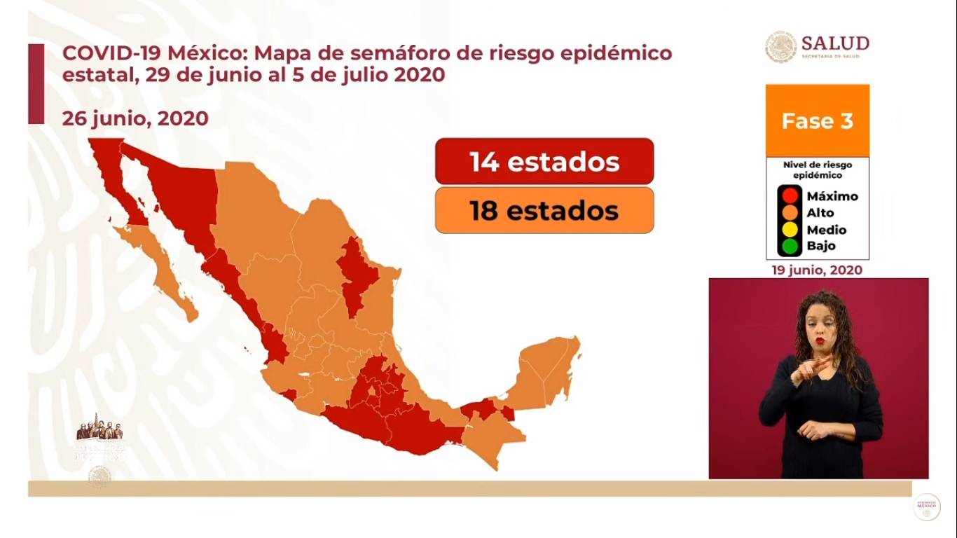 Esta es la lista de los estados que estarán en semáforo rojo y los que pasarán a naranja
