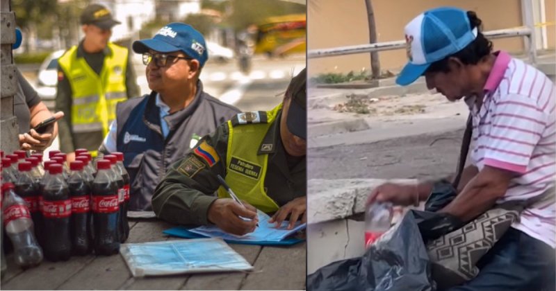 Captan a vendedor ambulante rellenando botellas de Coca Cola que recogía de la basura