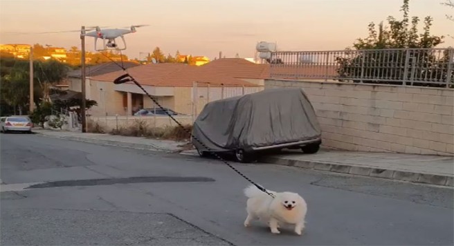 El futuro es hoy: Dron pasea a perrito en plena pandemia de coronavirus (Video)