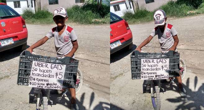 Iker, el niño de Tamaulipas que hace mandados en su bici por 5 pesos