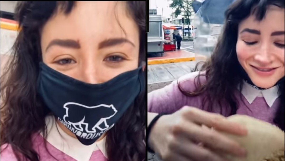 Ya siéntese, señora: #Lady3Pesos sube ideo comiendo tacos de chicharrón