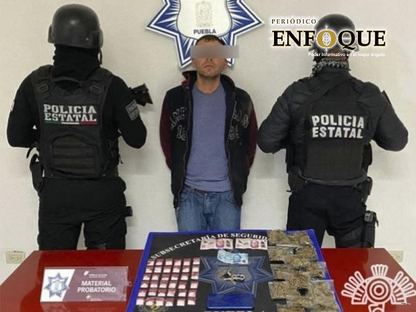 Policía Estatal detiene a presunto narcomenudista en Amozoc 