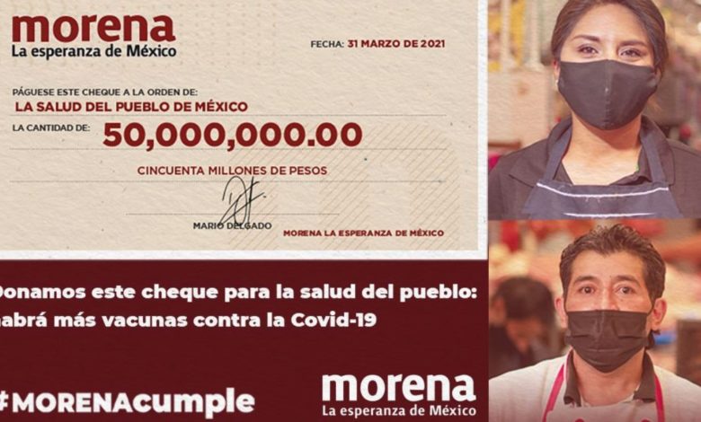 Morena devolverá al INE 50 mdp de un mes de presupuesto para compra de vacunas COVID