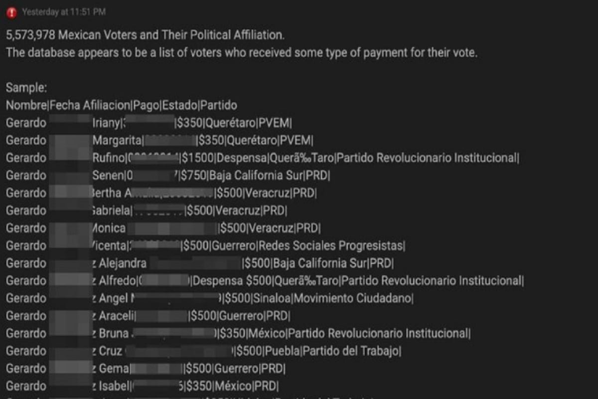 Difunden supuesta lista de votantes del INE “que vendieron su voto”