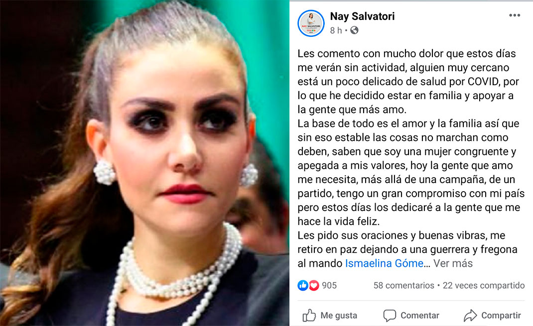 Suspende Nay Salvatori campaña tras contagio de ser querido por Covid-19 en Cholula 