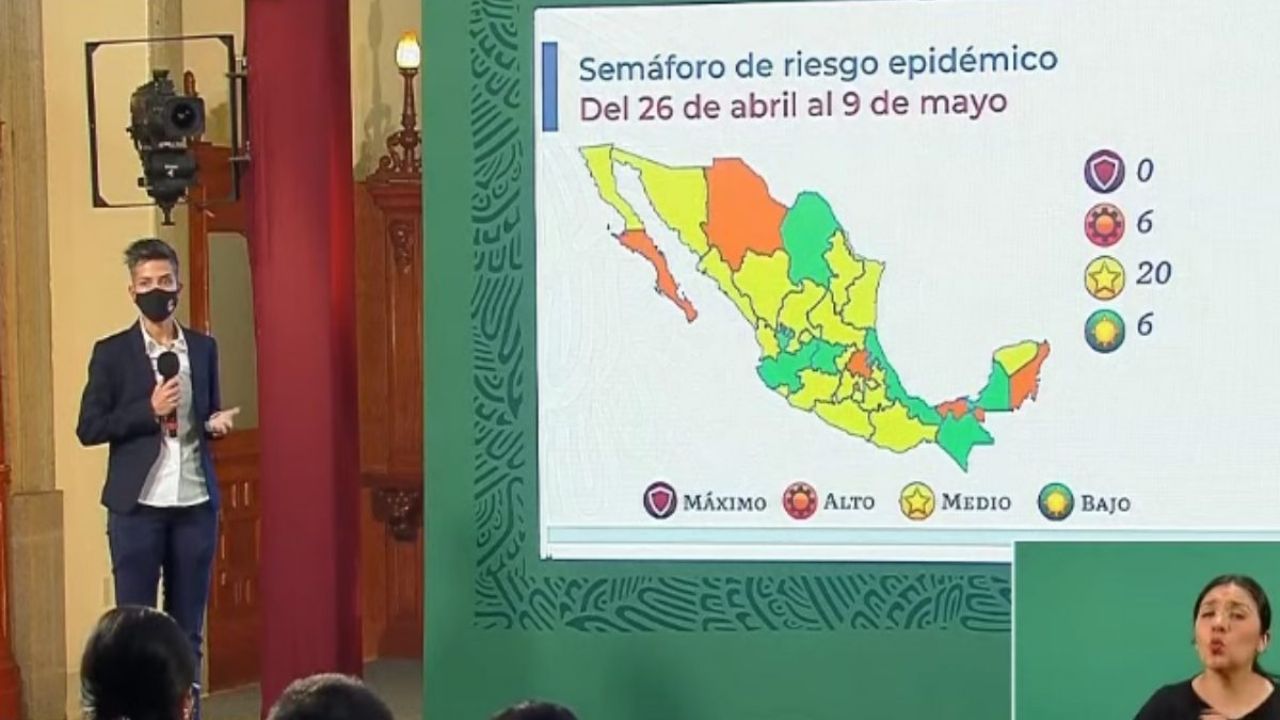 México con solo 6 entidades en semáforo verde por Covid-19. 