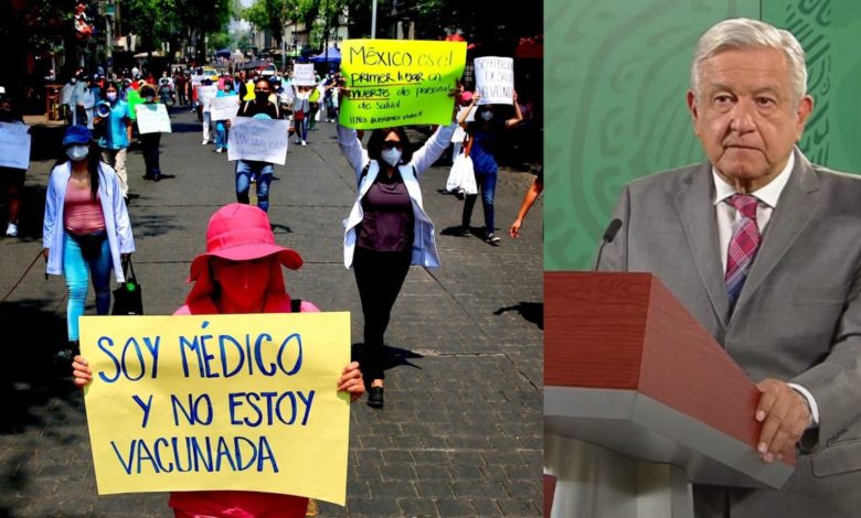 Médicos privados protestan de nuevo para exigir vacunas COVID y AMLO insiste que es “politiquería”