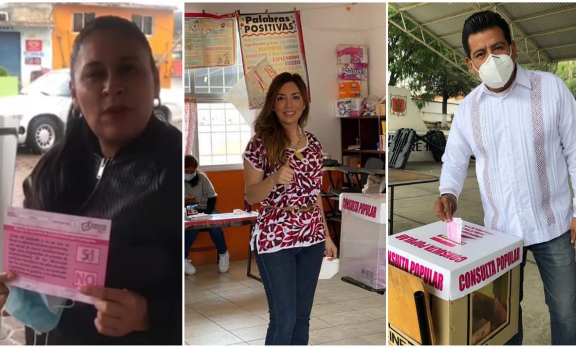 En Tlaxcala se presentaron servidores públicos a votar en la Consulta Popular.