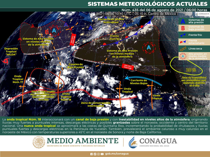 Prevén fuertes lluvias en el país tras onda tropical 18