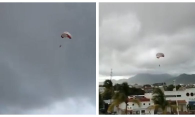 Paracaídas vuela sin control tras romperse la cuerda; turista se salva de milagro  en Puerto Vallarta