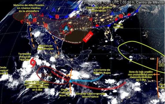 Tormenta tropical "Kevin" se fortalece en costas 