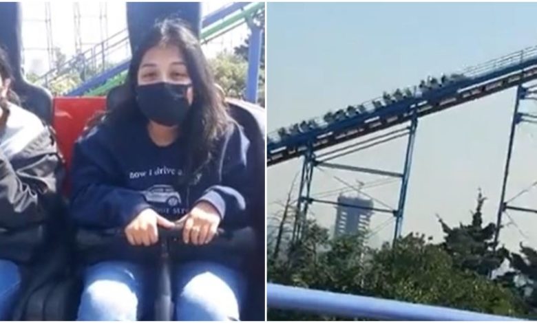Jóvenes quedan atrapados en juego de Six Flags por varios minutos (Video)