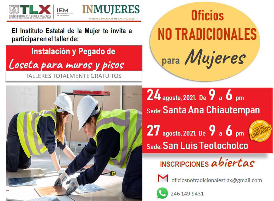 Invita IEM a tlaxcaltecas a participar en talleres de oficios no tradicionales para mujeres