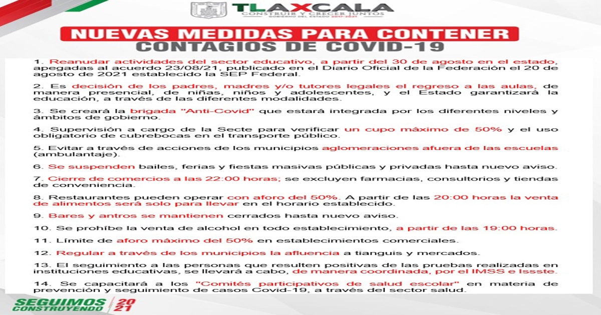 Disposiciones del consejo estatal de salud ante Covid-19 en Tlaxcala