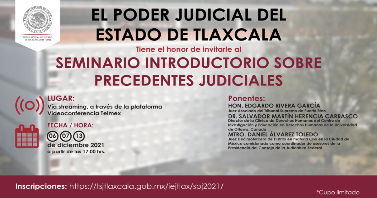 Participará TSJE en seminario internacional sobre Precedentes Judiciales