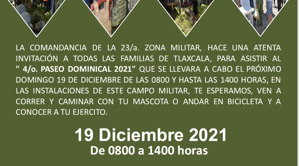 Invita la 23 zona militar al cuarto paseo dominical 2021