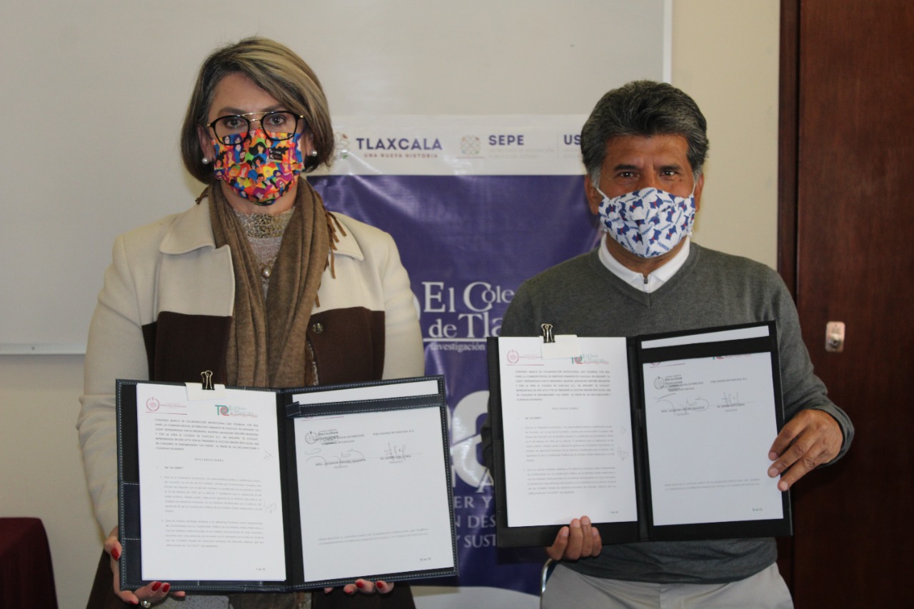 Signan COLTLAX y CEDH convenio de colaboración