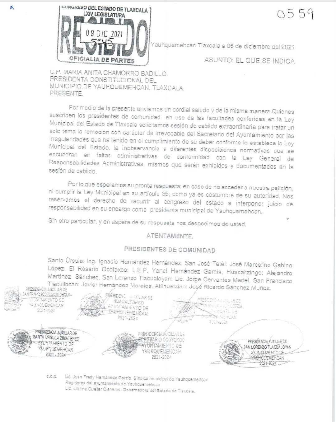 Solicitan renuncia de secretario de ayuntamiento de Yauhquemehcan