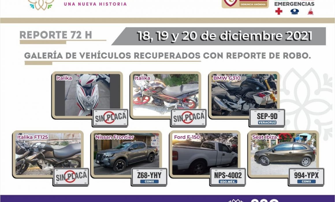 SSC mantiene acciones para la recuperación de vehículos robados