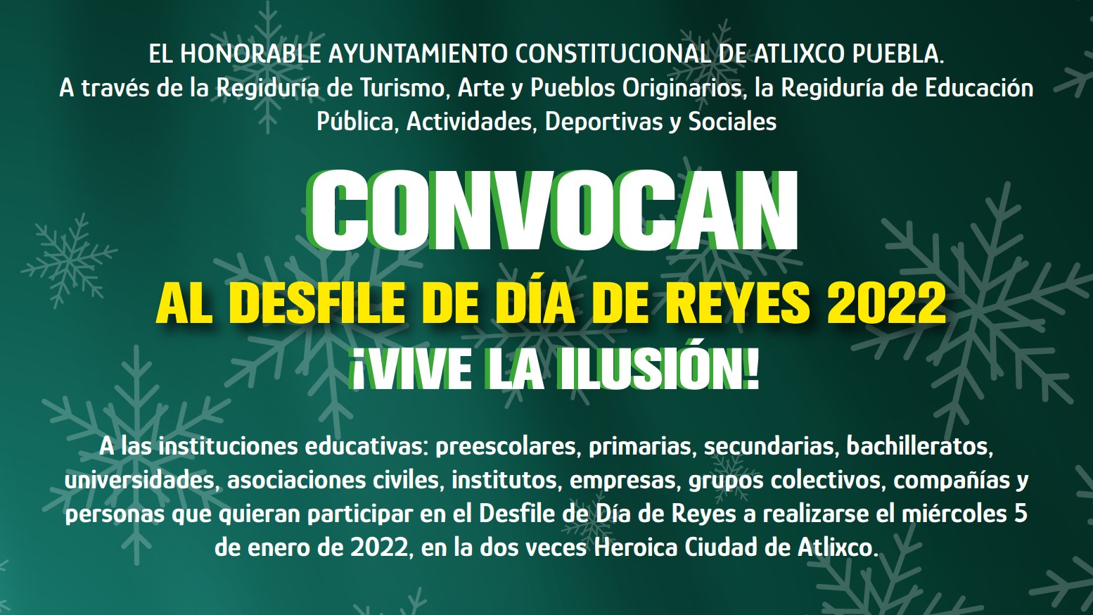 Para desfile de Día de Reyes gobierno de Atlixco lanza convocatoria; ¡Participa!