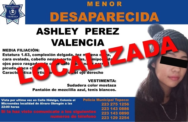 Localizan en Tepeaca a menor reportada como desaparecida; se fue con el novio por su propia voluntad