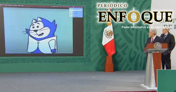 Benito Bodoque luce en la Mañanera. 