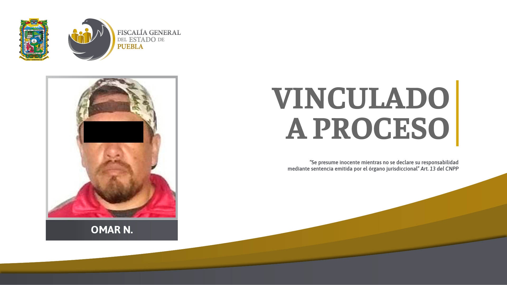 Fiscalía General del Estado de Puebla obtuvo la vinculación a proceso de Omar N. por delitos contra la salud