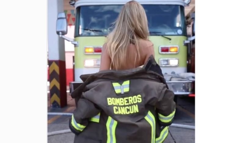 Modelo de Playboy posa en bikini en cuartel de bomberos de Cancún; director fue cesado (Video)