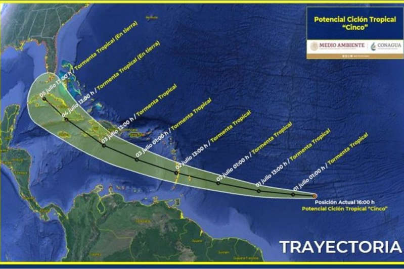 Se forma Potencial Ciclón Tropical Cinco en el Atlántico