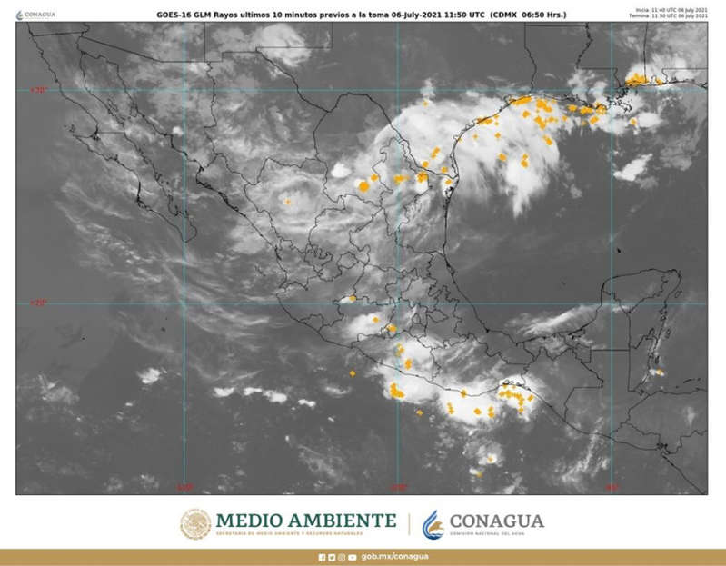 Prevé SMN lluvias con posibles descargas eléctricas en casi todo el país