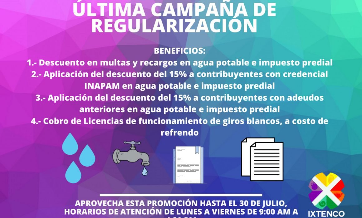 Gobierno de Ixtenco amplia campaña de descuento hasta el 30 de julio