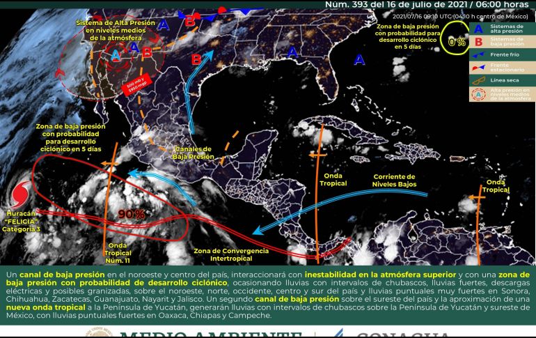 Huracán "Felicia" aumenta a categoría 3, muy lejos de las costas mexicanas