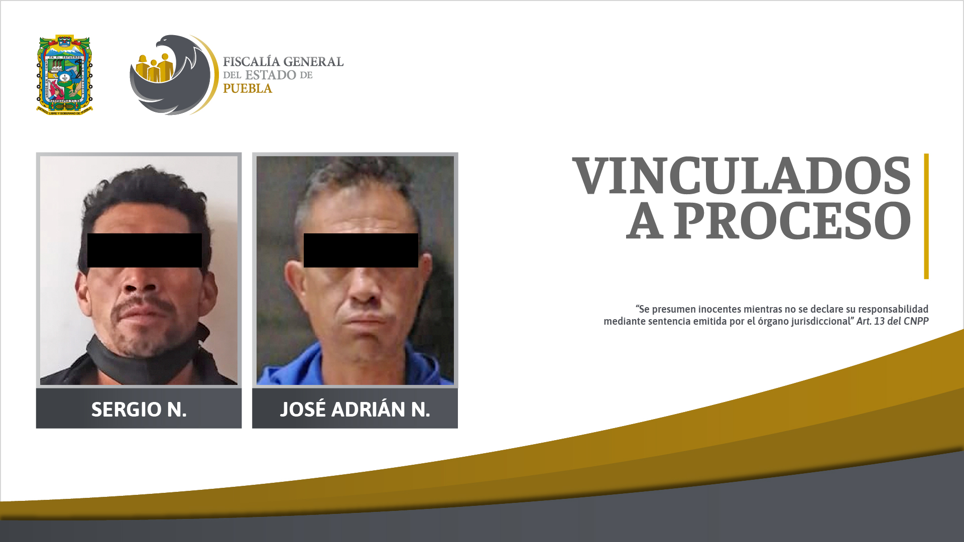  Sergio N. y José Adrián N. Vinculados a proceso por robo agravado en la capital poblana