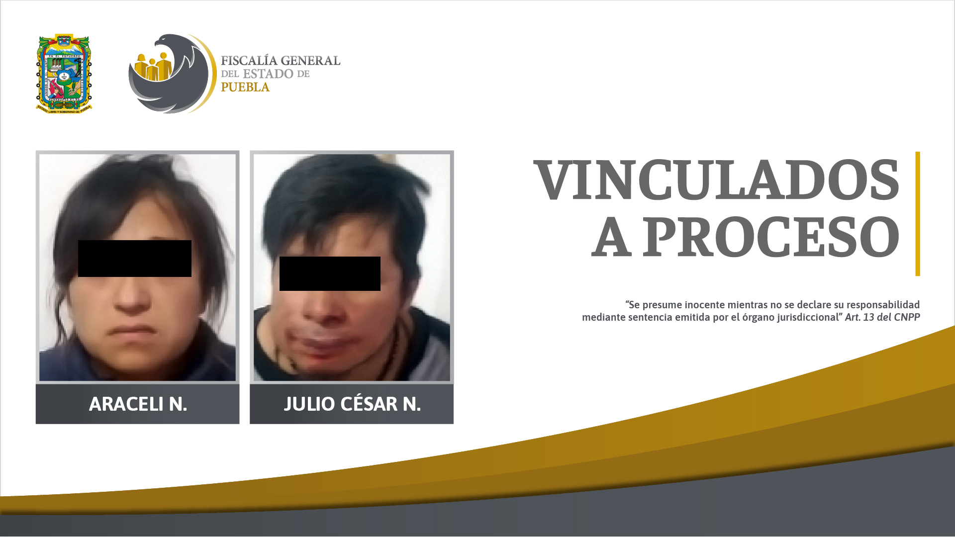 Araceli N. y Julio César N. vinculados a proceso por robo de vehículo en Zacapoaxtla