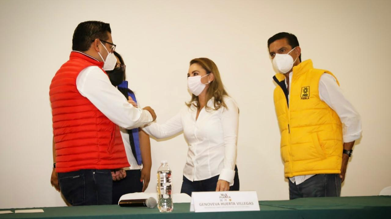 Las tres Cabecillas que componen la Alianza “Va por Puebla” respaldan la candidatura de Paola Angon a la alcaldía de San Pedro Cholula