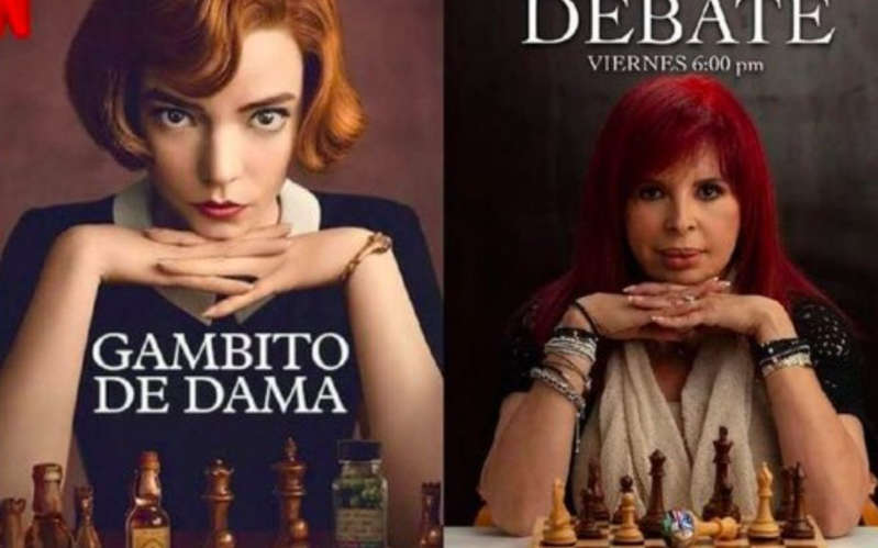 Tunden en redes a Layda Sansores por copiar imagen de Gambito de dama previo a debate