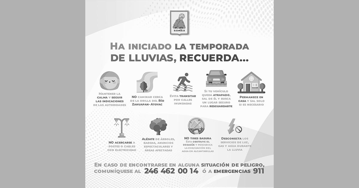 Difunde Protección Civil de la capital recomendaciones por lluvias