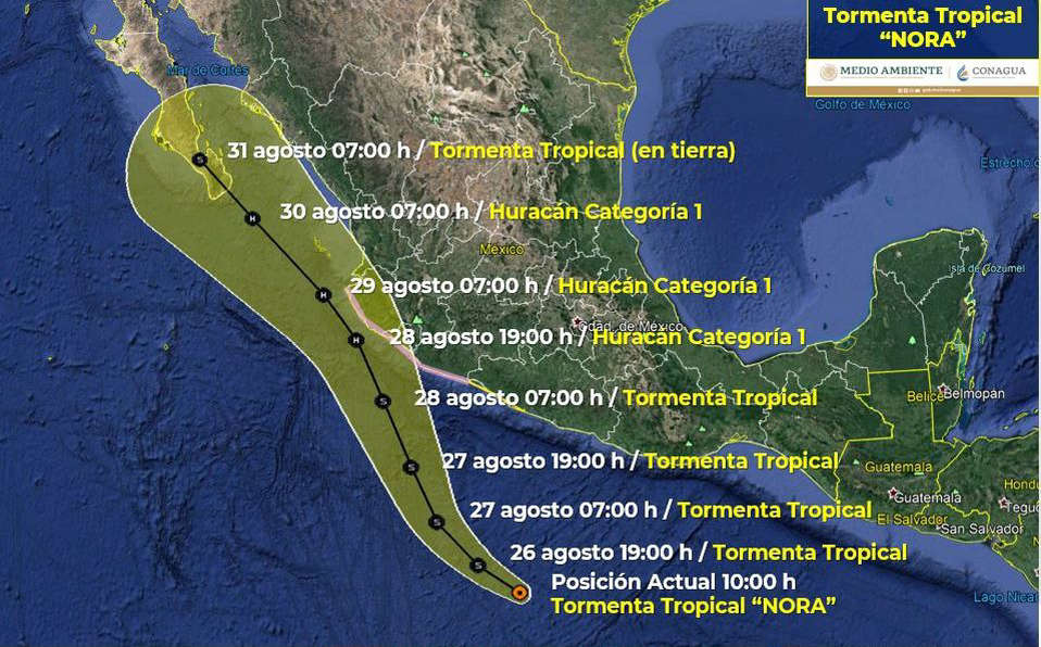 Tormenta tropical 'Nora' se forma frente a costas de Acapulco
