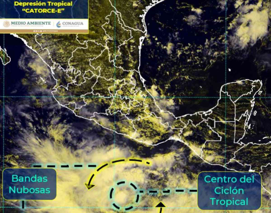 Se transforma depresión tropical 14-E frente a las costas de Guerrero