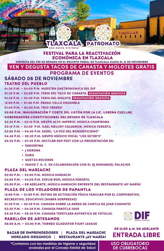 ¡Mañana tacos gratis! en la plaza del mariachi del centro expositor en Tlaxcala