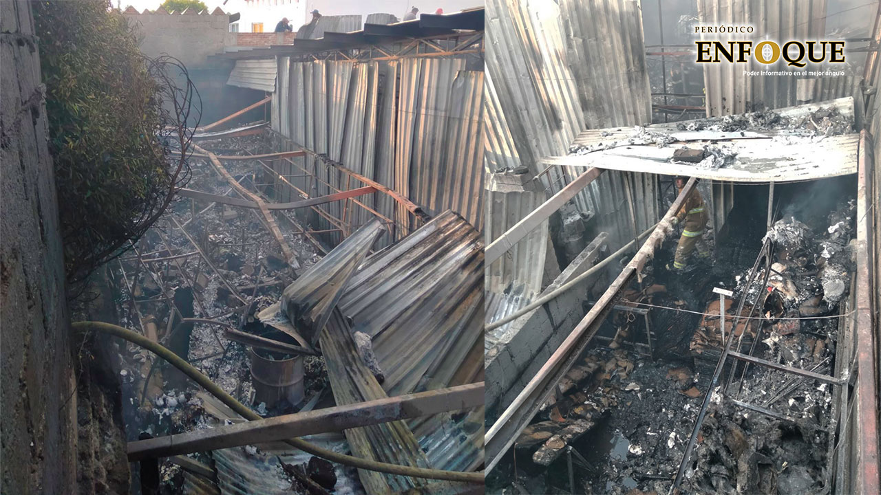 Solo daños materiales se reportan en el incendio del taller artesanal en Amozoc 