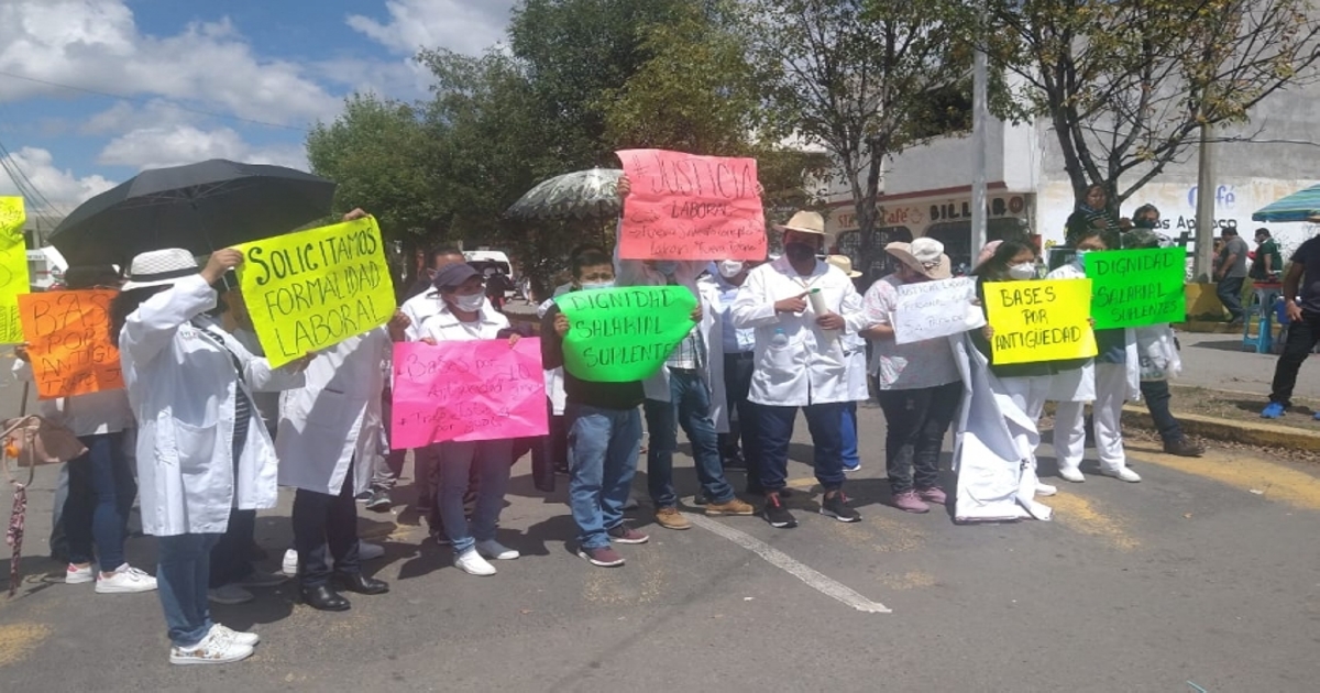 Sindicalizados de la Secretaría de Salud de Tlaxcala inconformes