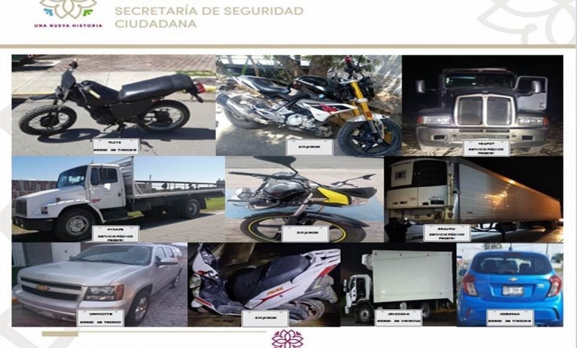 Policía estatal recupera 10 unidades vehiculares con reporte de robo