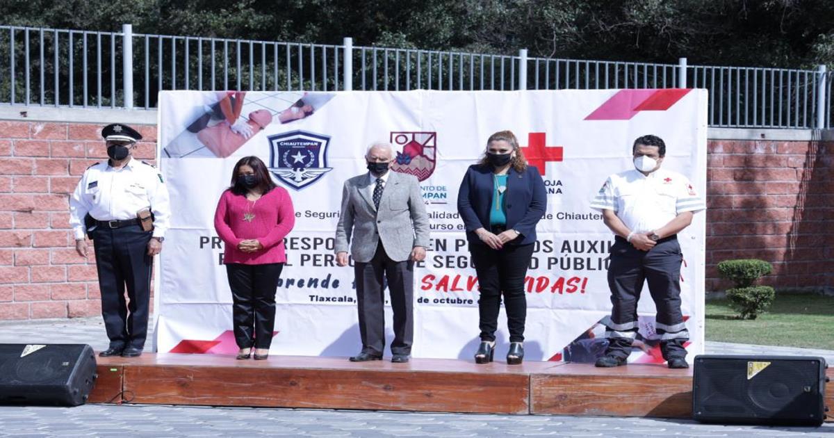 Reciben policías de Chiautempan curso sobre primeros auxilios de la Cruz Roja
